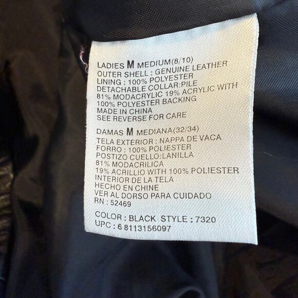 Women's Outbrook Black Leather Zip Front Jacket Size M - Picture 4 of 9